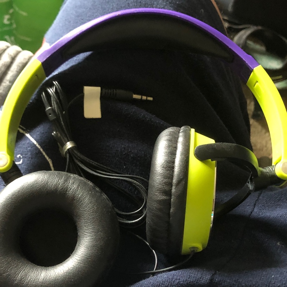 Bright Green & Purple Over-Ear Wired Headphones